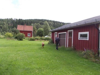Blick vom Ufer des Klarälven richtung Haus.